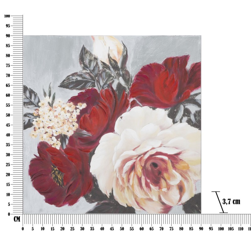 Cuadro floral cuadrado hecho a mano – 90x90 cm – Elegante decoración pintada a mano