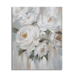 Cuadro artesanal, flor color crema – 80x100 cm – Pintura mural glamurosa, suave y refinada