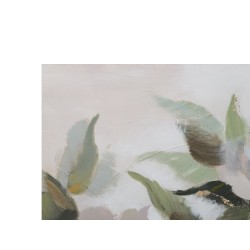 Cuadro artesanal con flores y hojas – 100x80 cm – Estilo glamuroso natural