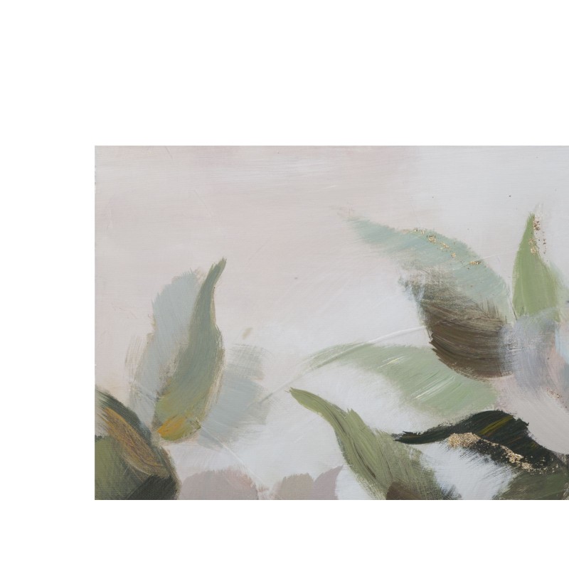 Cuadro artesanal con flores y hojas – 100x80 cm – Estilo glamuroso natural