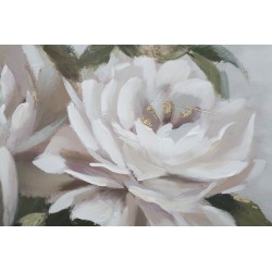 Cuadro artesanal con flores y hojas – 100x80 cm – Estilo glamuroso natural