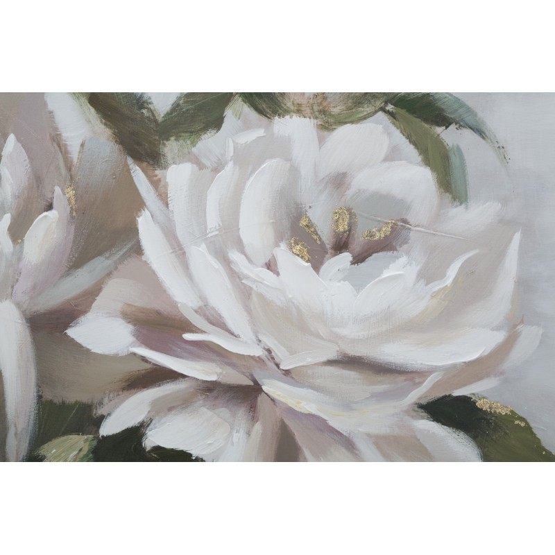 Cuadro artesanal con flores y hojas – 100x80 cm – Estilo glamuroso natural