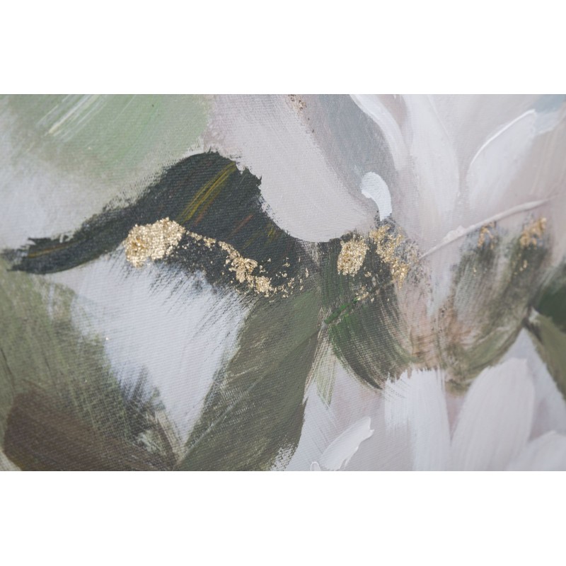 Cuadro artesanal con flores y hojas – 100x80 cm – Estilo glamuroso natural