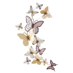 Panel de pared con mariposas doradas y burdeos – 59x111 cm – Decoración de pared de estilo glamuroso y ligero