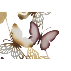 Panel de pared con mariposas doradas y burdeos – 59x111 cm – Decoración de pared de estilo glamuroso y ligero