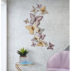 Panel de pared con mariposas doradas y burdeos – 59x111 cm – Decoración de pared de estilo glamuroso y ligero