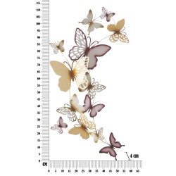 Panel de pared con mariposas doradas y burdeos – 59x111 cm – Decoración de pared de estilo glamuroso y ligero