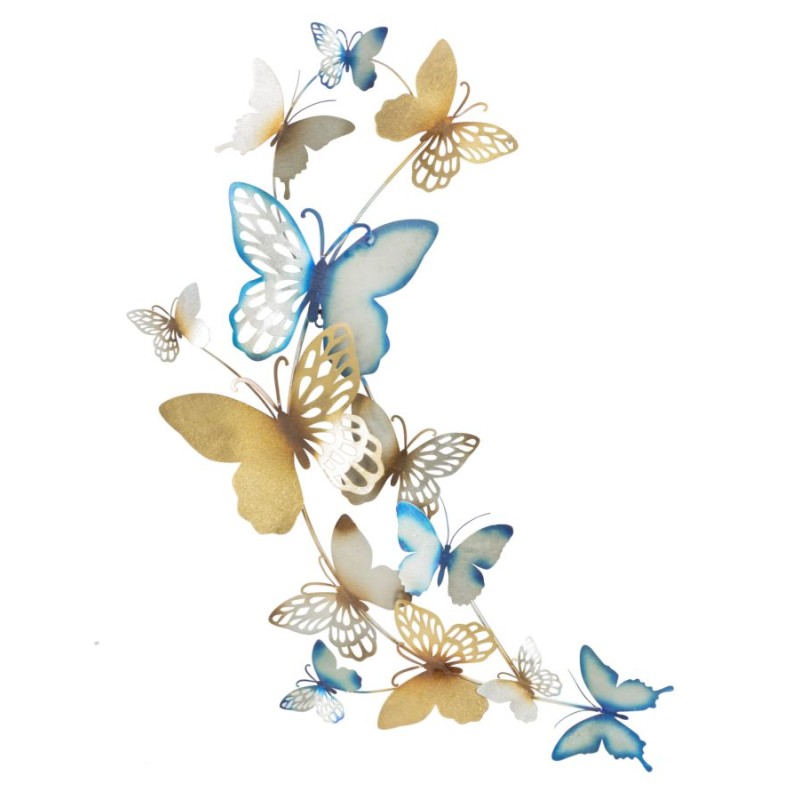 Panel mural de mariposas doradas y azul claro – 59x111 cm – Decoración Poética y Glamurosa
