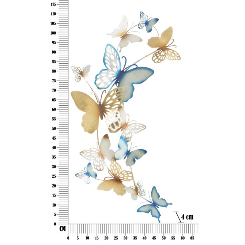 Panel mural de mariposas doradas y azul claro – 59x111 cm – Decoración Poética y Glamurosa