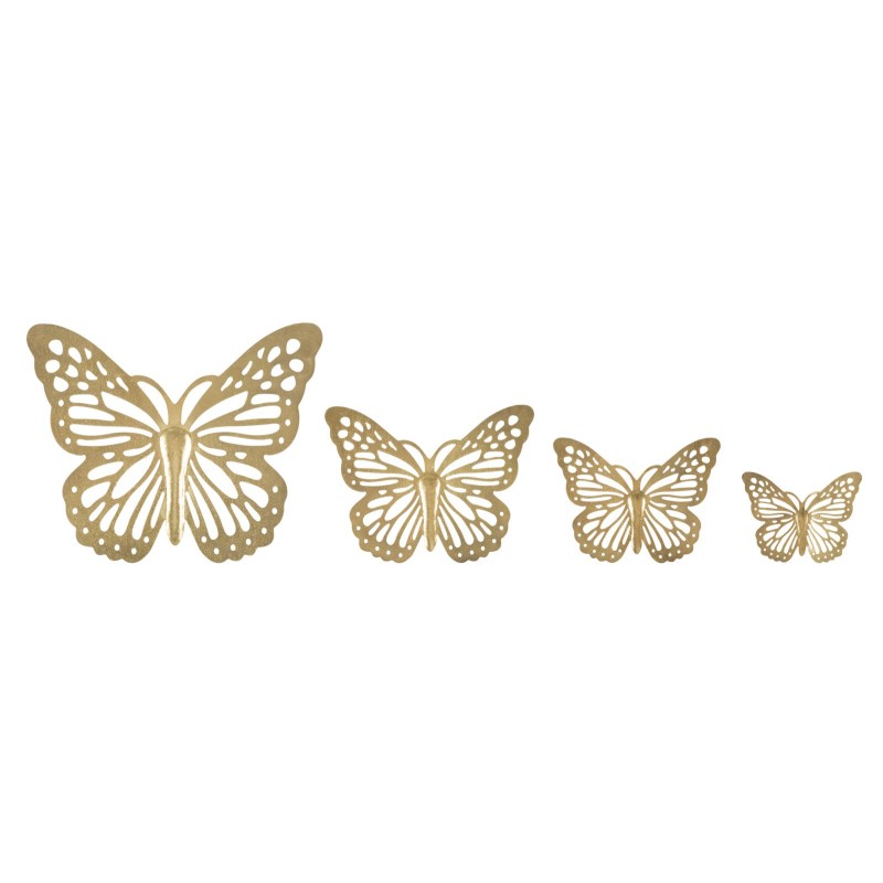 Juego de 4 mariposas de pared – 35 x 16 cm – Decoración de pared delicada y refinada con un toque de glamour.
