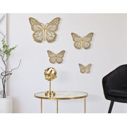 Juego de 4 mariposas de pared – 35 x 16 cm – Decoración de pared delicada y refinada con un toque de glamour.
