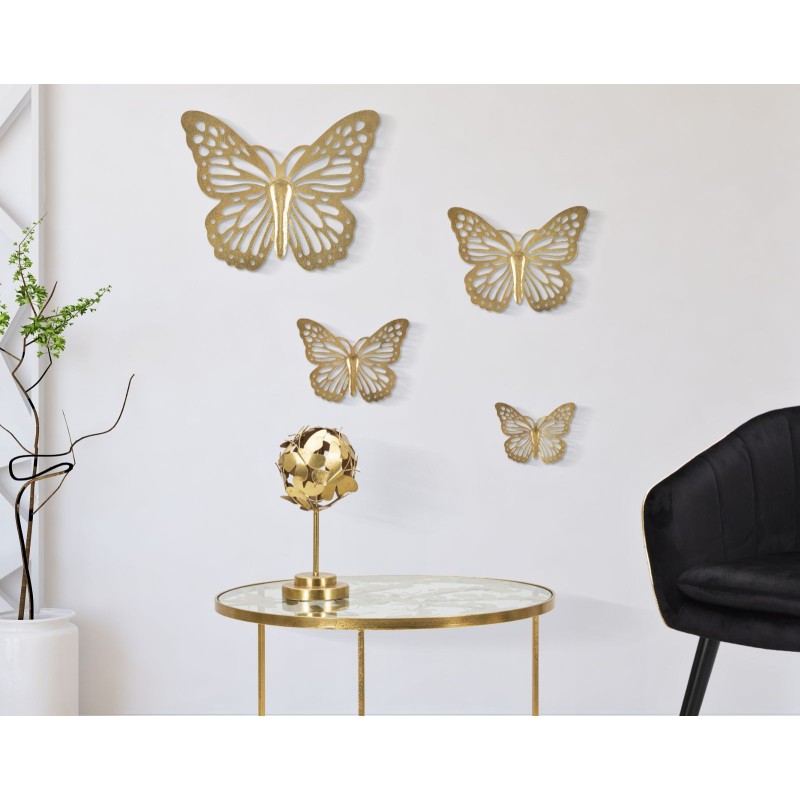 Juego de 4 mariposas de pared – 35 x 16 cm – Decoración de pared delicada y refinada con un toque de glamour.