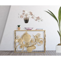 Jarrón de pared de hierro – 87x46 cm – Decoración glamurosa, elegante y botánica