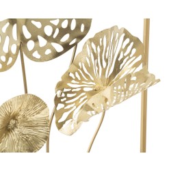 Panel de pared de hierro con forma de flor dorada – 50x50 cm – Elegancia floral glamurosa