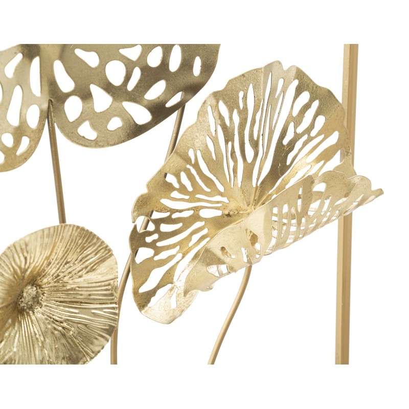 Panel de pared de hierro con forma de flor dorada – 50x50 cm – Elegancia floral glamurosa