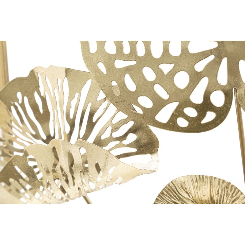 Panel de pared de hierro con forma de flor dorada – 50x50 cm – Elegancia floral glamurosa