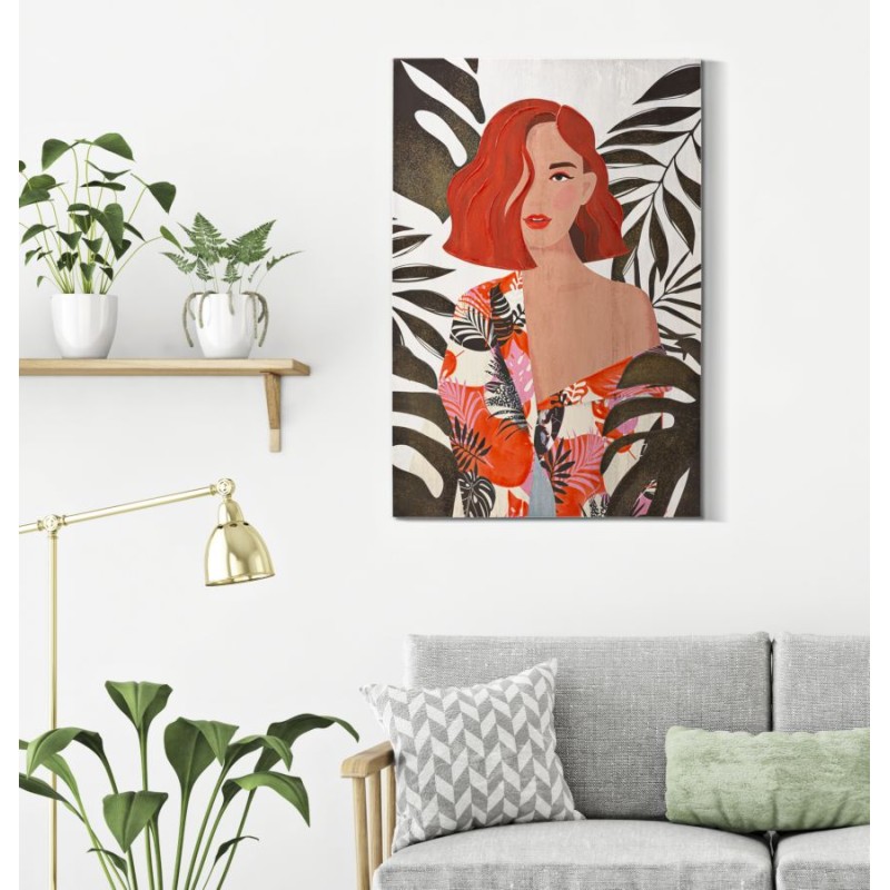 Cuadro decorativo Lady Jungle – Modelo A – 80x120 cm – Estampado exótico estilo bohemio chic