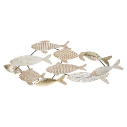 Decoración de pared con forma de pez – 118x46 cm – Elegante panel de hierro estilo náutico