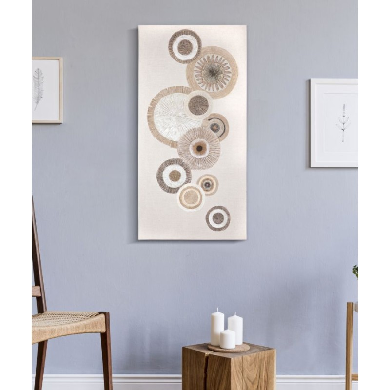 Lámina circular con apliques – Modelo A – 50x100 cm – Arte moderno de estilo bohemio chic