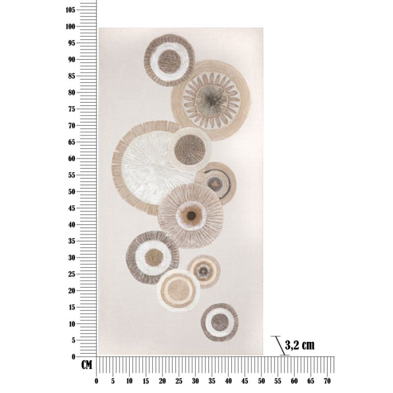 Lámina circular con apliques – Modelo A – 50x100 cm – Arte moderno de estilo bohemio chic