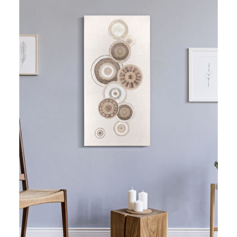 Lámina mural circular con apliques – Modelo B – 50x100 cm – Estilo bohemio abstracto