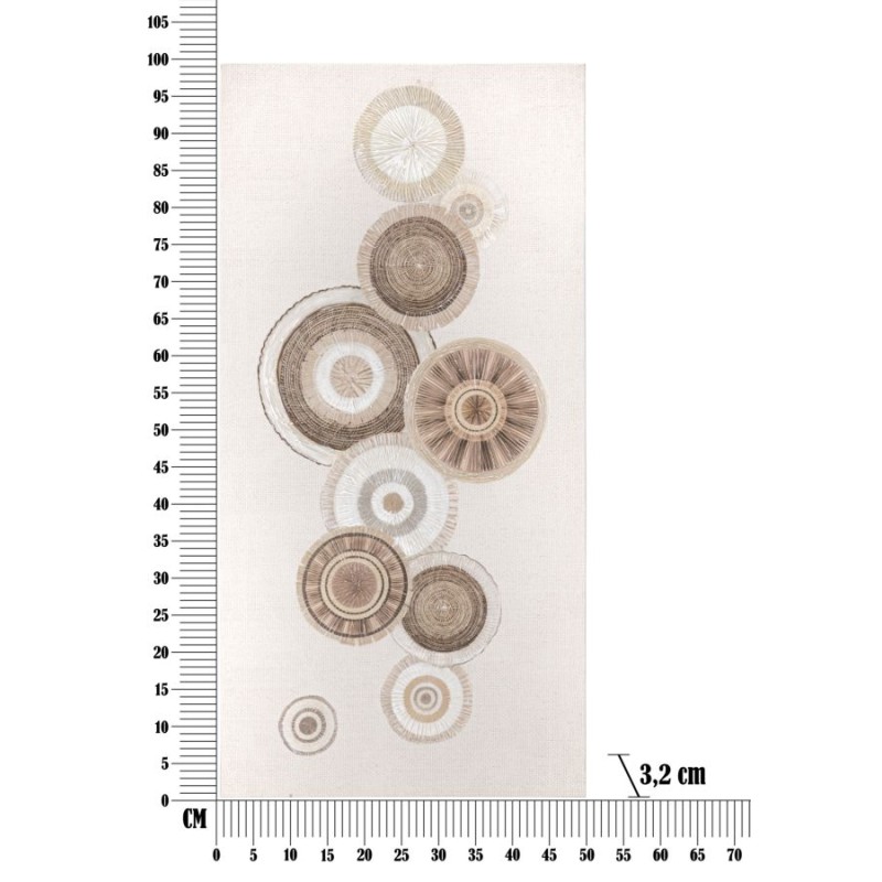Lámina mural circular con apliques – Modelo B – 50x100 cm – Estilo bohemio abstracto