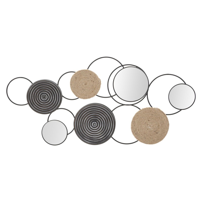 Panel de pared Triby de hierro – 106x52 cm – Decoración de pared artesanal de estilo bohemio chic con diseño gráfico