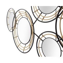 Panel mural de hierro Oporto con espejos – 111x59 cm – Elegancia bohemia y reflejos sutiles