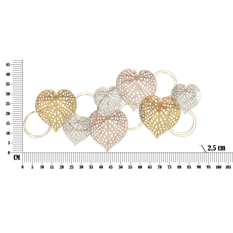 Decoración de pared con corazones – 91x39 cm – Panel glamuroso romántico y elegante