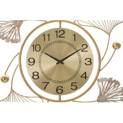 Decoración de pared con forma de hoja y reloj – 52x102 cm – Elegancia natural y funcionalidad glamurosa