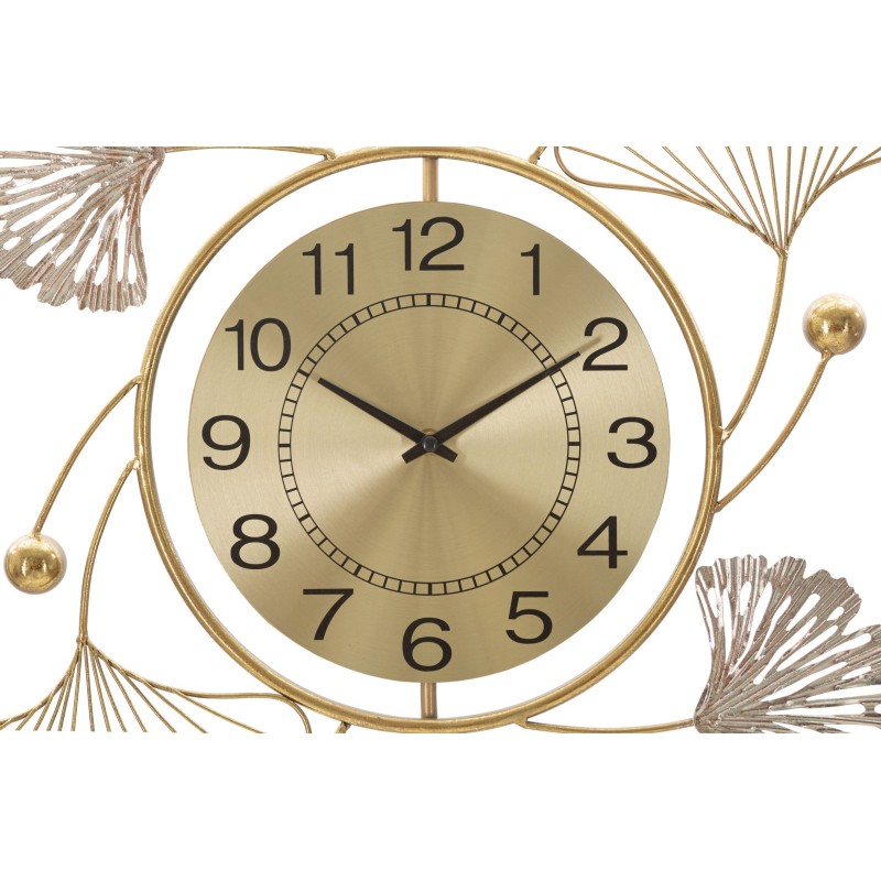 Decoración de pared con forma de hoja y reloj – 52x102 cm – Elegancia natural y funcionalidad glamurosa