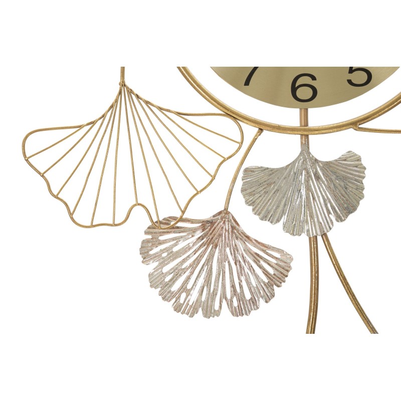 Decoración de pared con forma de hoja y reloj – 52x102 cm – Elegancia natural y funcionalidad glamurosa