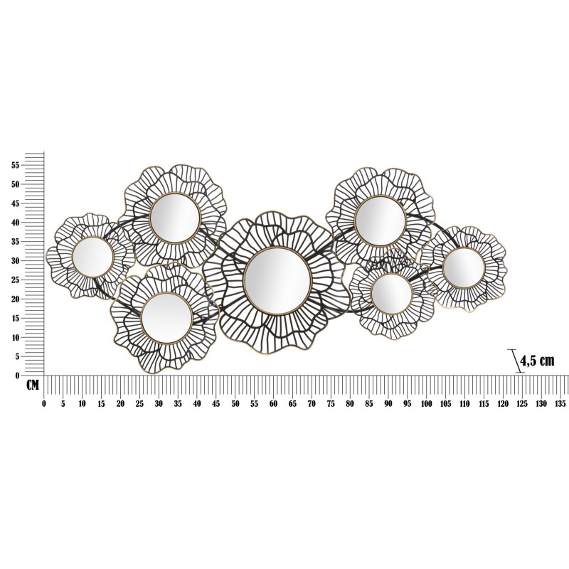 Decoración de pared Osaka con espejos – 121x56 cm – Reflejos metálicos y plateados con un toque glamuroso