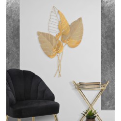 Decoración de pared Hoja de Otoño Dorada – 53x84 cm – Elegancia metálica y calidez glamurosa