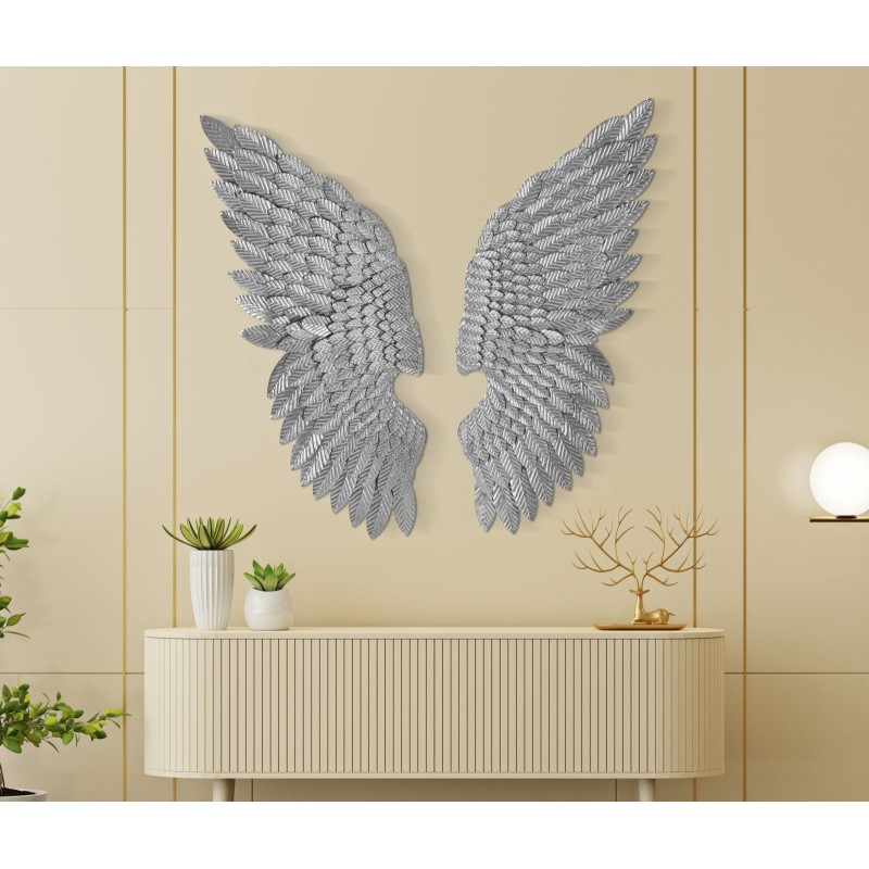 Juego de 2 paneles de pared plateados Ali Beauty – 37 x 100 cm – Elegante y glamuroso acabado metálico plateado
