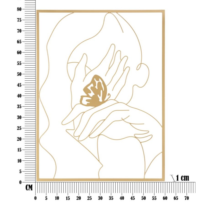 Panel de pared de hierro Manos en la cara – 60x80 cm – Retrato glamuroso moderno y expresivo