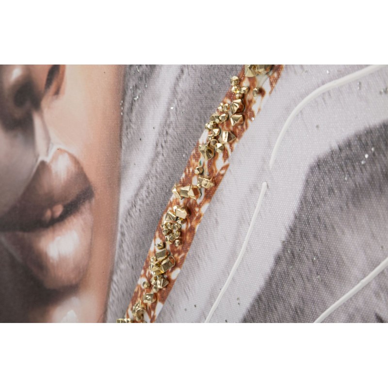 Arte mural hecho a mano por Naomi – Modelo A – 100x100 cm – Retrato femenino delicado y bohemio