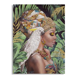 Cuadro vertical hecho a mano Kloe – 90x120 cm – Retrato expresivo, estilizado y bohemio chic