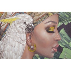 Cuadro vertical hecho a mano Kloe – 90x120 cm – Retrato expresivo, estilizado y bohemio chic