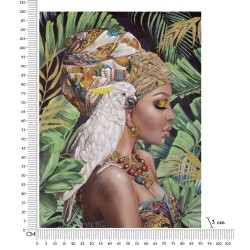 Cuadro vertical hecho a mano Kloe – 90x120 cm – Retrato expresivo, estilizado y bohemio chic