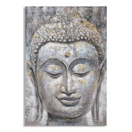 Arte mural hecho a mano, rostro luminoso de Buda – Modelo A – 80x120 cm – Serenidad bohemia y espiritual