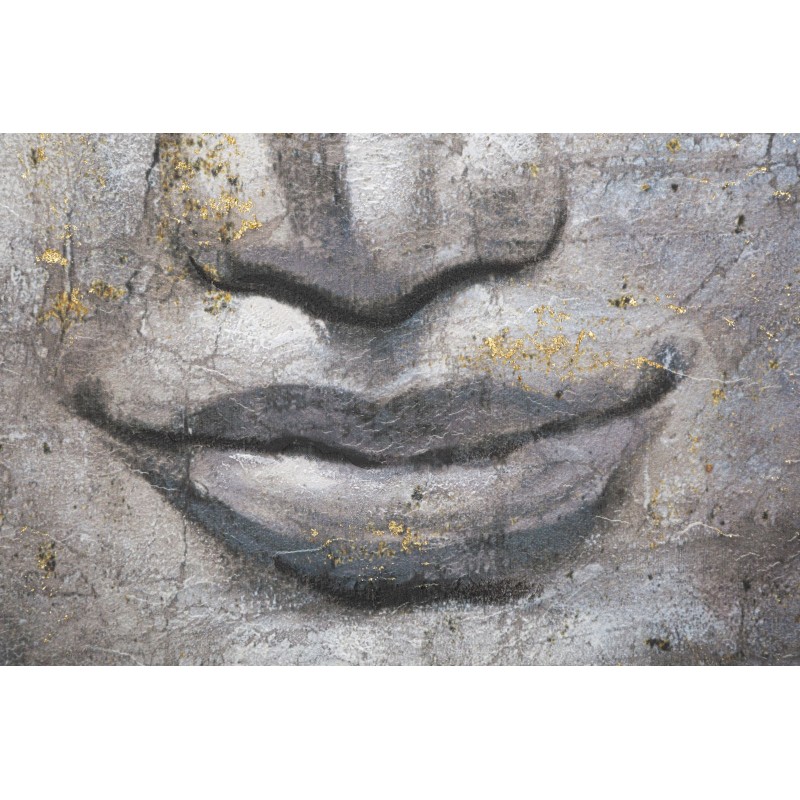 Arte mural hecho a mano, rostro luminoso de Buda – Modelo A – 80x120 cm – Serenidad bohemia y espiritual