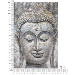Arte mural hecho a mano, rostro luminoso de Buda – Modelo A – 80x120 cm – Serenidad bohemia y espiritual