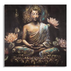 Arte mural de Buda hecho a mano – Modelo A – 100x100 cm – Formato espiritual bohemio grande