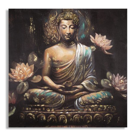Arte mural de Buda hecho a mano – Modelo A – 100x100 cm – Formato espiritual bohemio grande