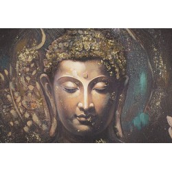 Arte mural de Buda hecho a mano – Modelo A – 100x100 cm – Formato espiritual bohemio grande