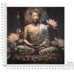 Arte mural de Buda hecho a mano – Modelo A – 100x100 cm – Formato espiritual bohemio grande