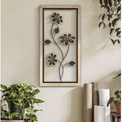 Panel de pared Girish de hierro y madera – Modelo B – 30x60 cm – Decoración bohemia natural equilibrada