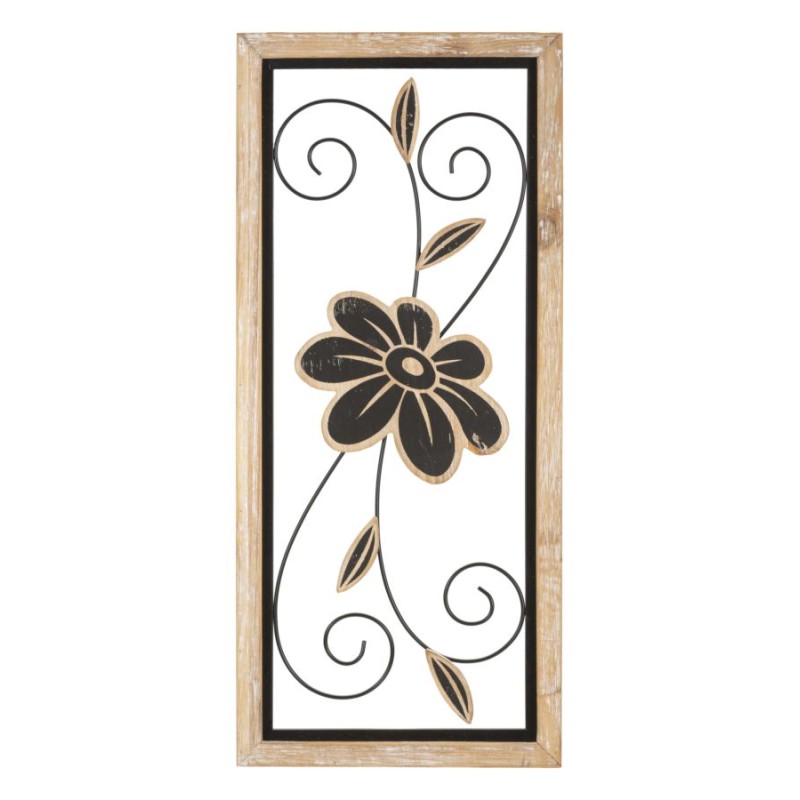 Panel de pared Koman de hierro y madera – Modelo A – 26x60 cm – Diseño cálido, bohemio y artesanal