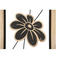 Panel de pared Koman de hierro y madera – Modelo A – 26x60 cm – Diseño cálido, bohemio y artesanal